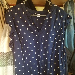 Blue polka dot sleeveless shirt